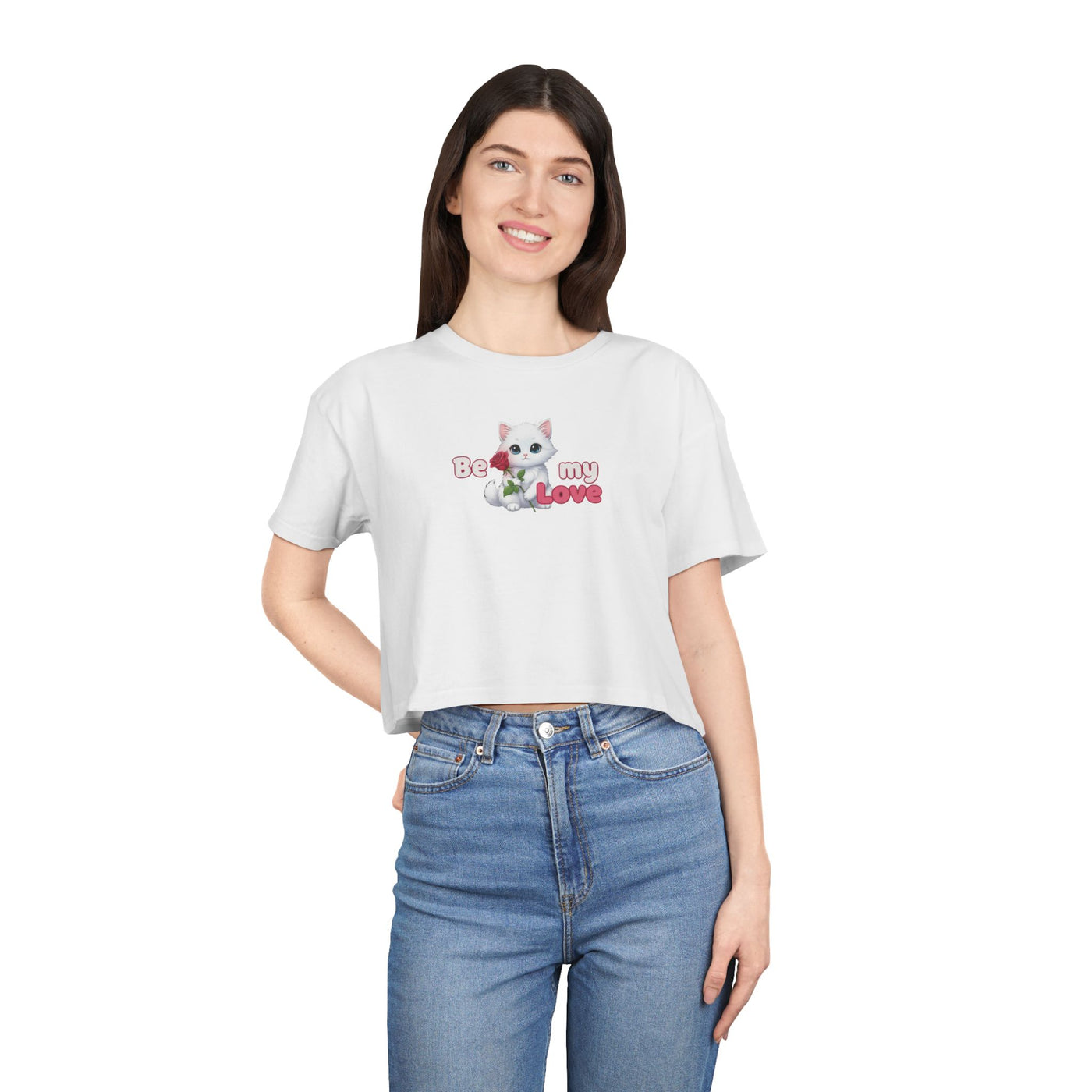Cute Graphic Crop Tee - 'Be my Love', Women's Fashion, Gift for Animal Lovers, Casual Outfit, Summer Style, Funny Shirt
