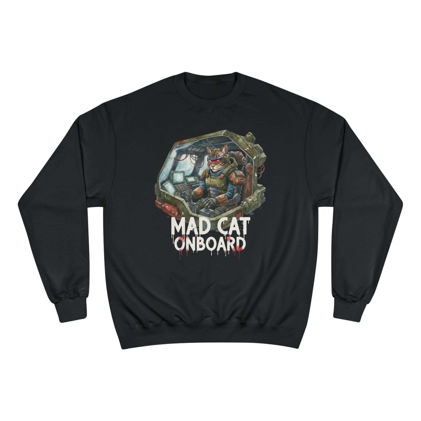 Mad Cat Onboard Graphic Champion Crewneck Sweatshirt style 1