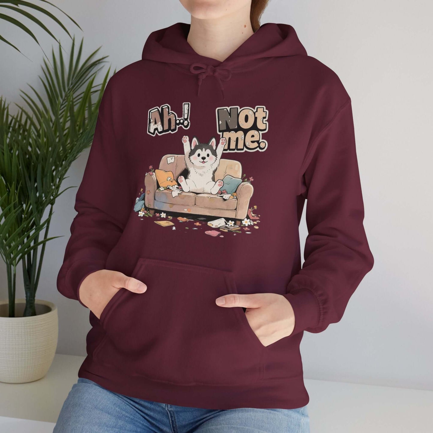 Ah Not Me - Cute Husky Unisex Pullover Hoodie for Dog Lover