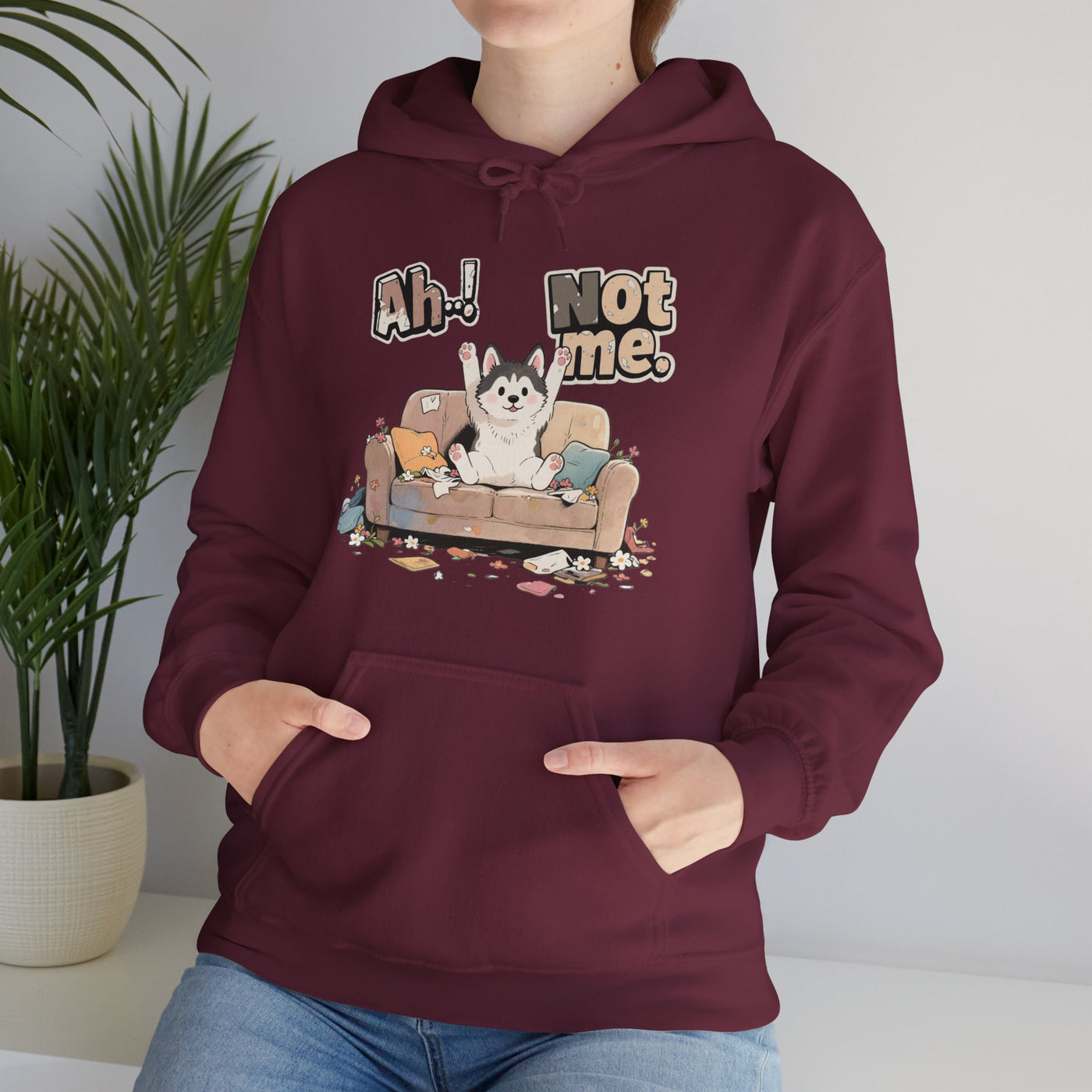 Ah! Not Me. Cute Husky Unisex Pullover Hoodie for Dog Lover
