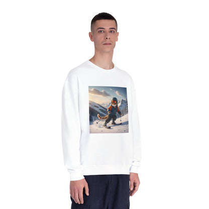 Skiing Cat Graphic Unisex NuBlend Crewneck Sweatshirt