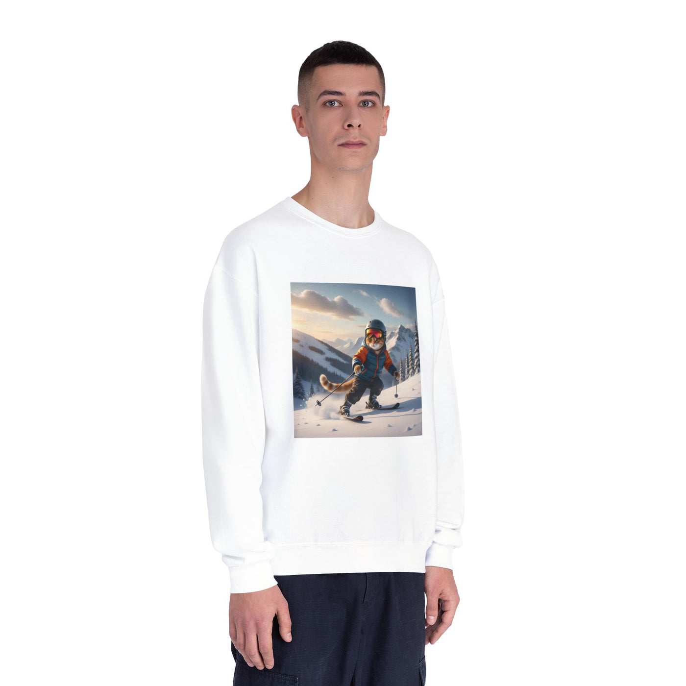 Skiing Cat Unisex NuBlend® Crewneck Sweatshirt