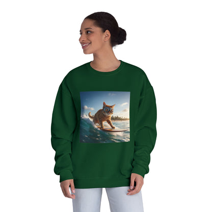 Surfing Cat Unisex NuBlend Crewneck Sweatshirt style 1