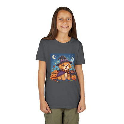 Halloween cute puppy anime style 6 Youth Tee, Short Sleeve T-Shirt, Kids Halloween Apparel, Cute Dog Tee, Fall Outfit for Children