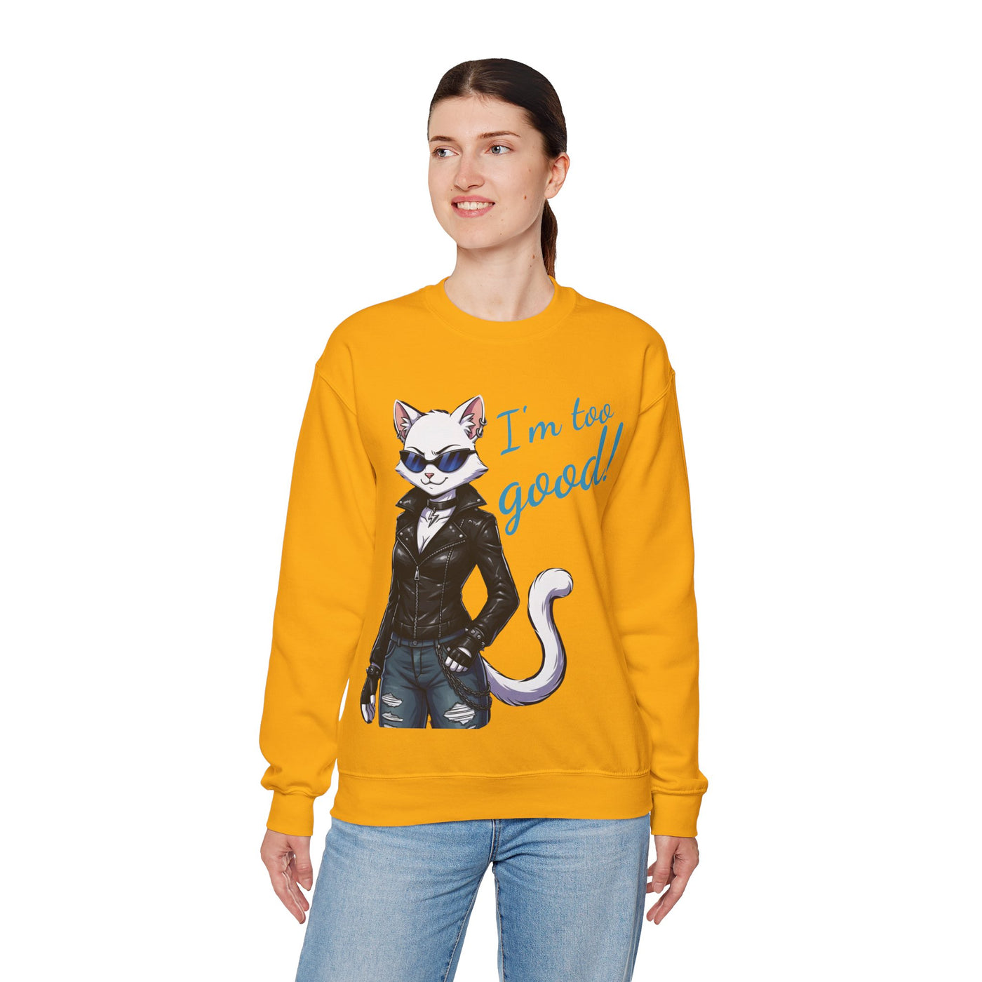 Cool Cat style 3 Unisex Crewneck Sweatshirt | Cozy Gift for Cat Lovers, Casual Wear, Unique Graphic Sweatshirt, Birthday Gift, Everyday Style