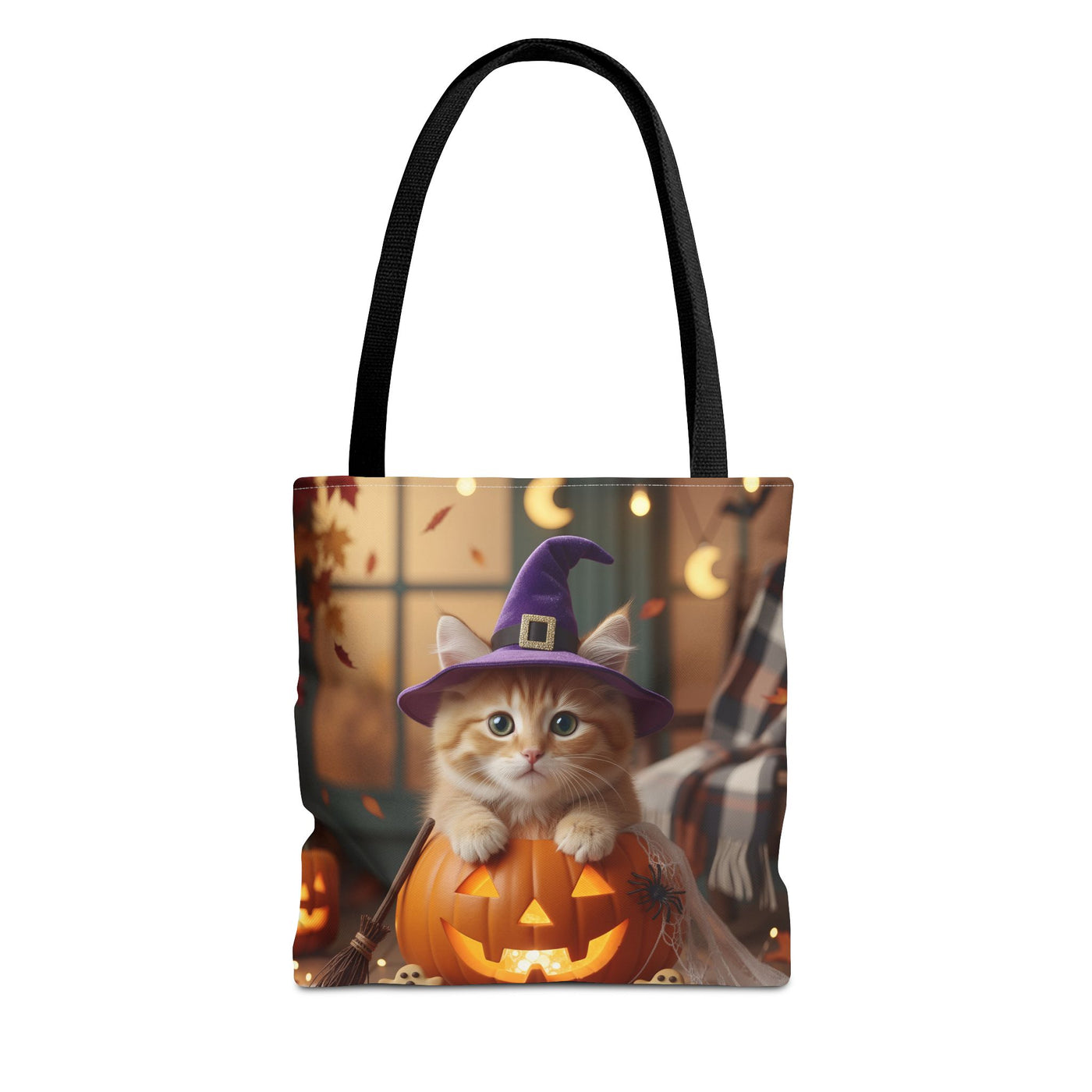Adorable Halloween Cat Tote Bag, Cute Pet Lover Gift, Trick or Treat Bag, Fall Accessory, Spooky Cat Design