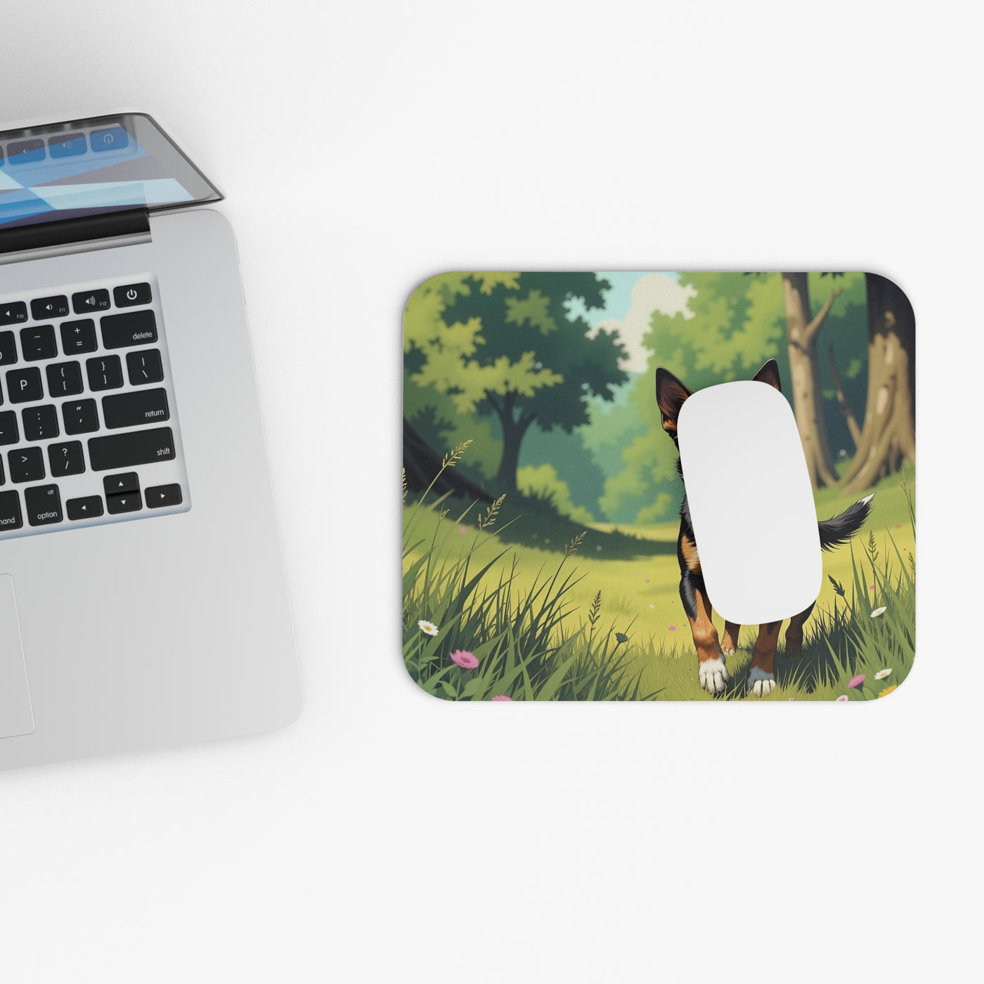 Adorable dog in the Meadow Mouse Pad style 2 | Cute Dog Desk Accessory, Pet Lover Gift, Office Decor, Animal Art, Ergonomic Mouse Mat
