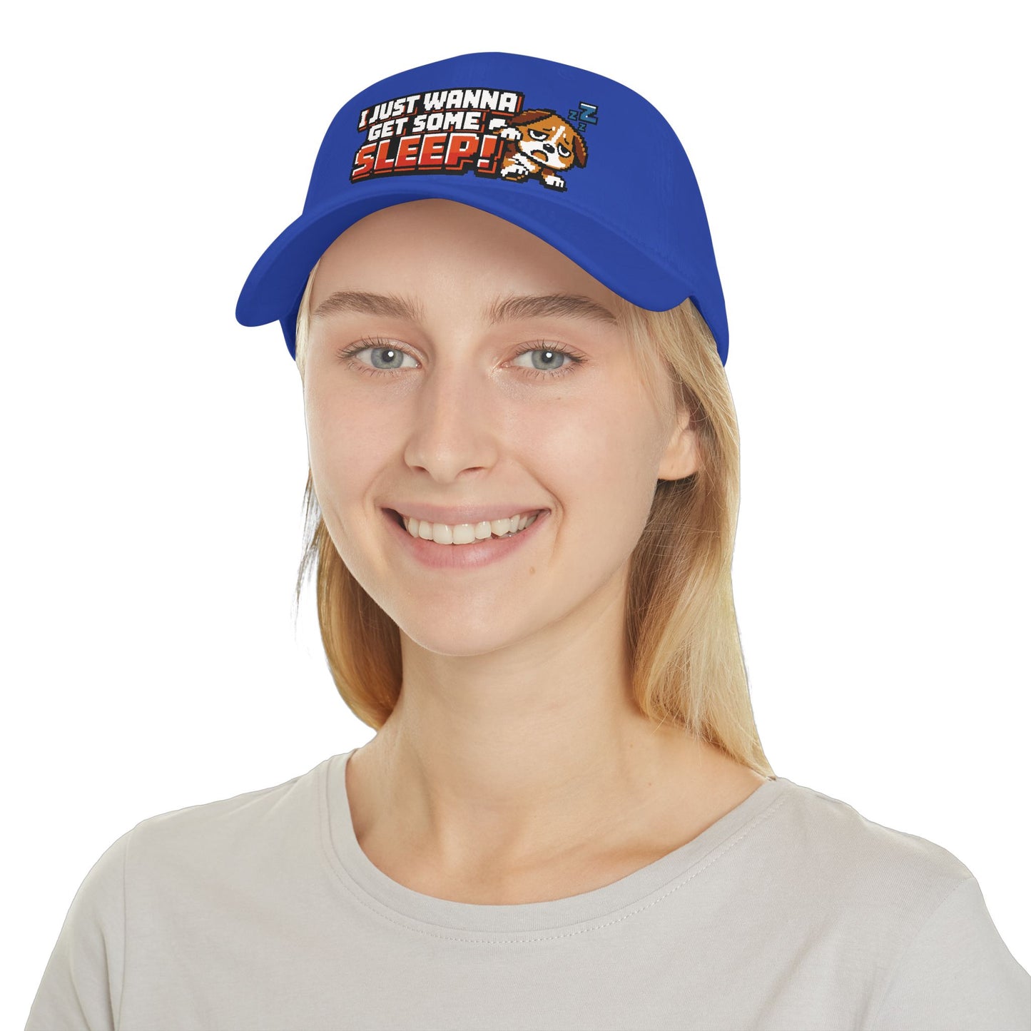 I Just Wanna Get Some Sleep Pixel Dog Low Profile Cap Hat