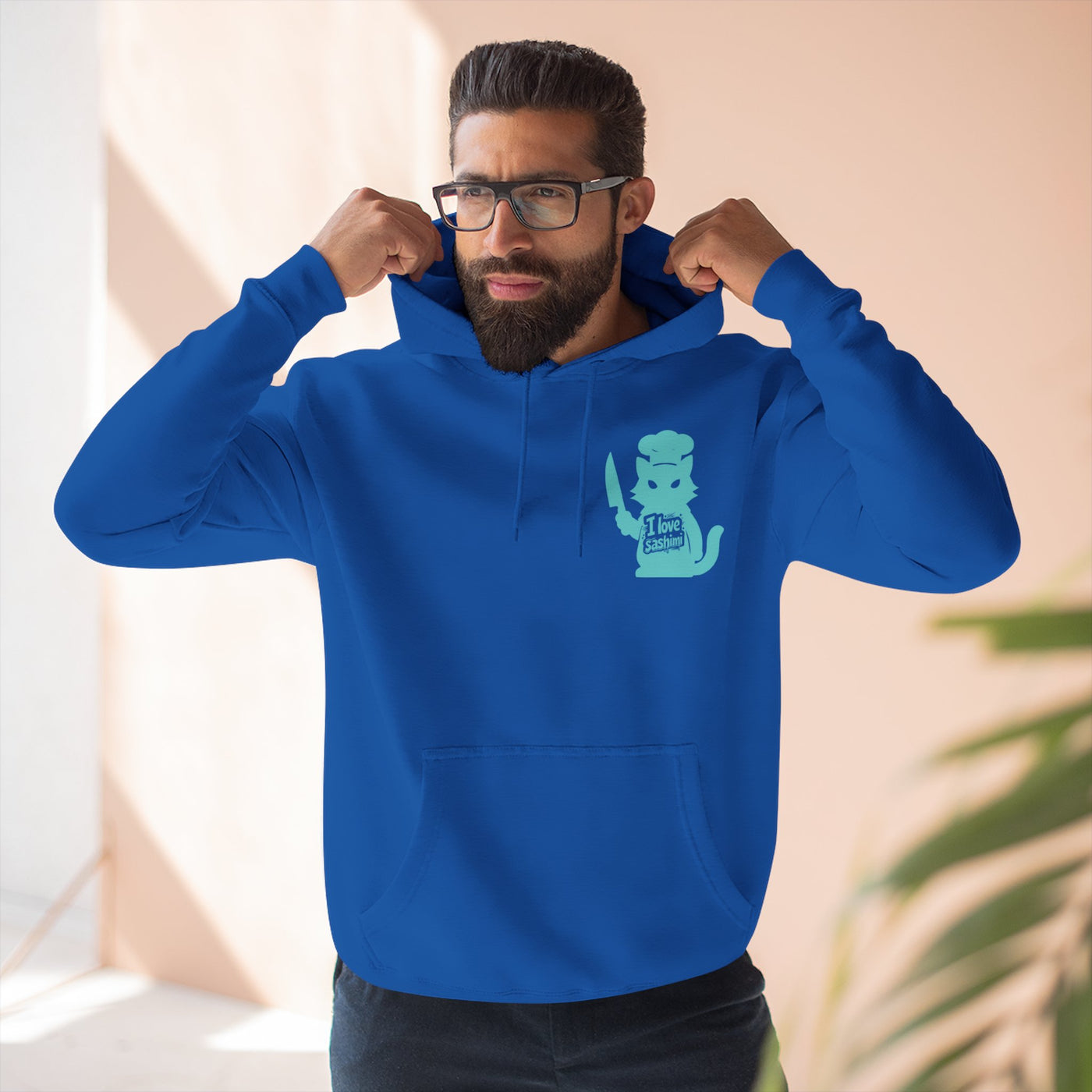 Cat Love Sashimi Graphic Unisex Fleece Hoodie