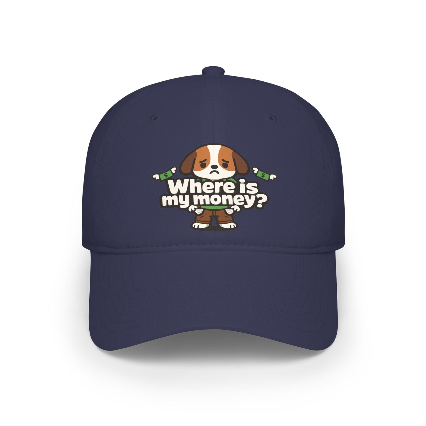 Where is my money Cute Dog Low Profile Cap Hat