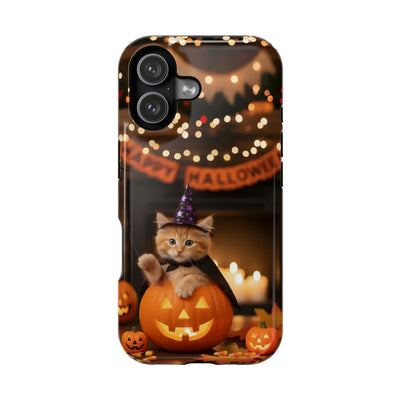 Halloween cute kitten photo style 4 Magnetic Phone Case, Cat Lover Gift, Impact-Resistant iPhone Case, Funny Pet Accessory, Unique Animal Design