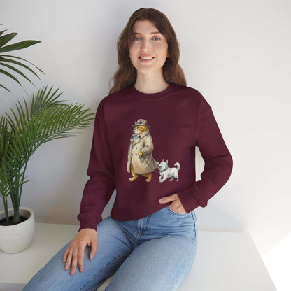 Watercolor Cat & Dog painting unisex Crewneck Sweatshirt style 2