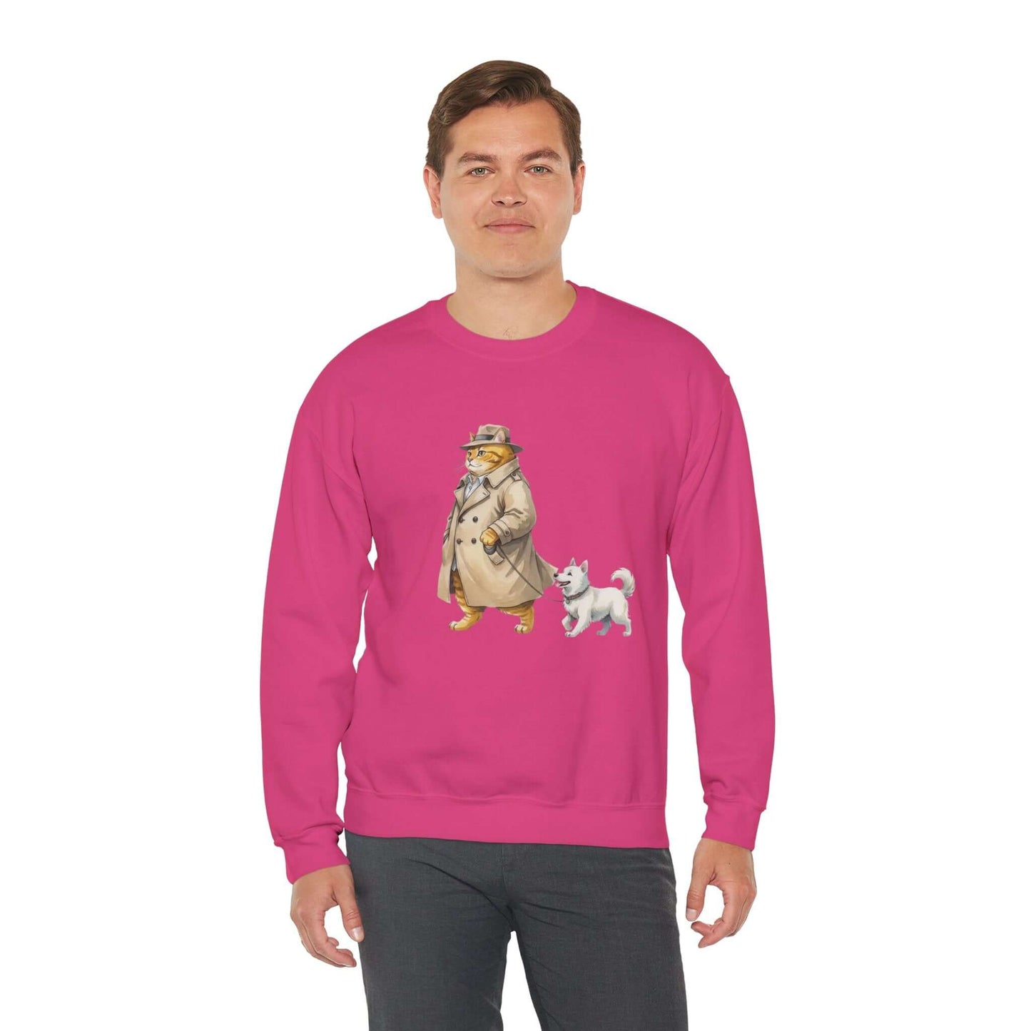 Watercolor Cat & Dog painting unisex Crewneck Sweatshirt style 2