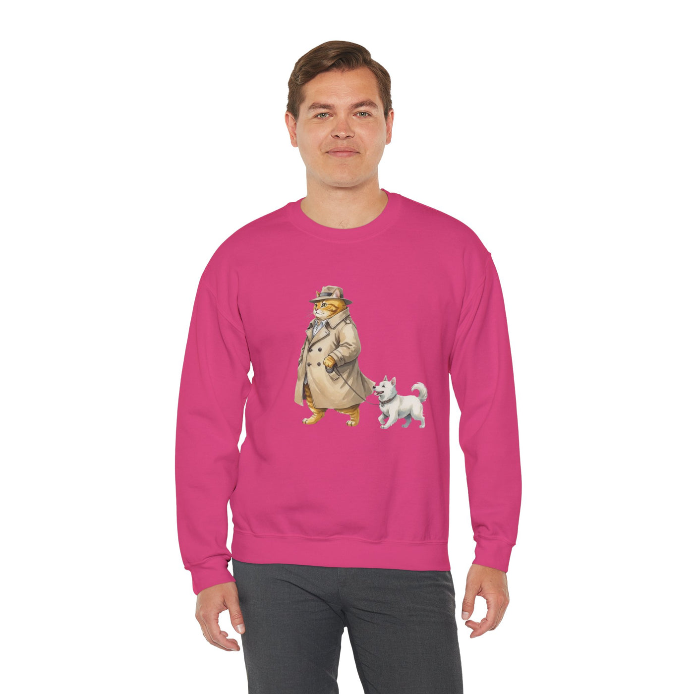 Watercolor painting style 11 Men & Women Cute Cat Pile Crewneck Sweatshirt