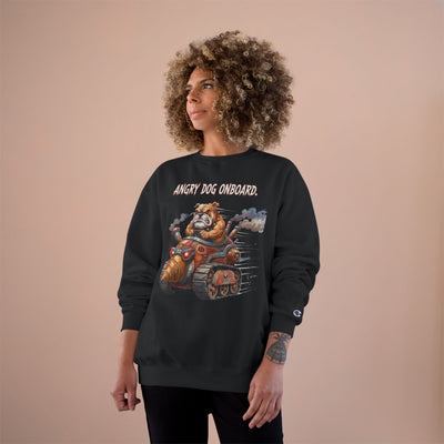 Angry Dog Onboard Graphic style 2 Champion Crewneck Sweatshirt for Gamers & Sci‑Fi Fans