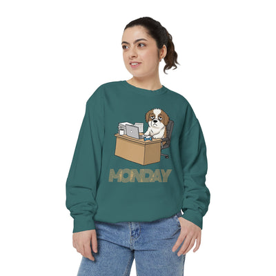 Monday Face Dog Stares Blankly Unisex Crewneck Sweatshirt style 3