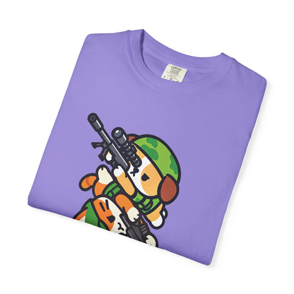 Cute Soldier Sniper Dog & Cat Unisex Graphic T-Shirt