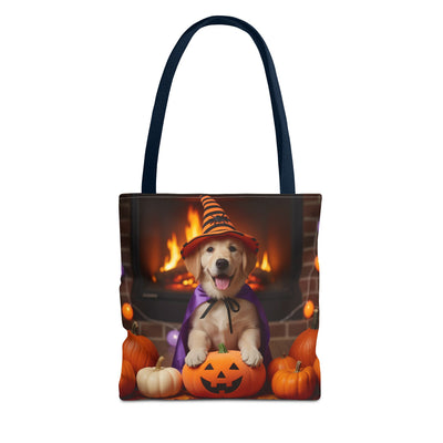 Adorable Halloween Puppy Tote Bag, Dog Lover Bag, Spooky Season Accessories, Pumpkin Patch Shopper, Cute Pet Gift