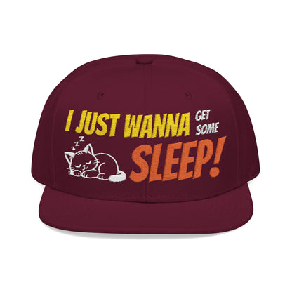 I just wanna get some sleep Embroidered Cute Cat Snapback Hat