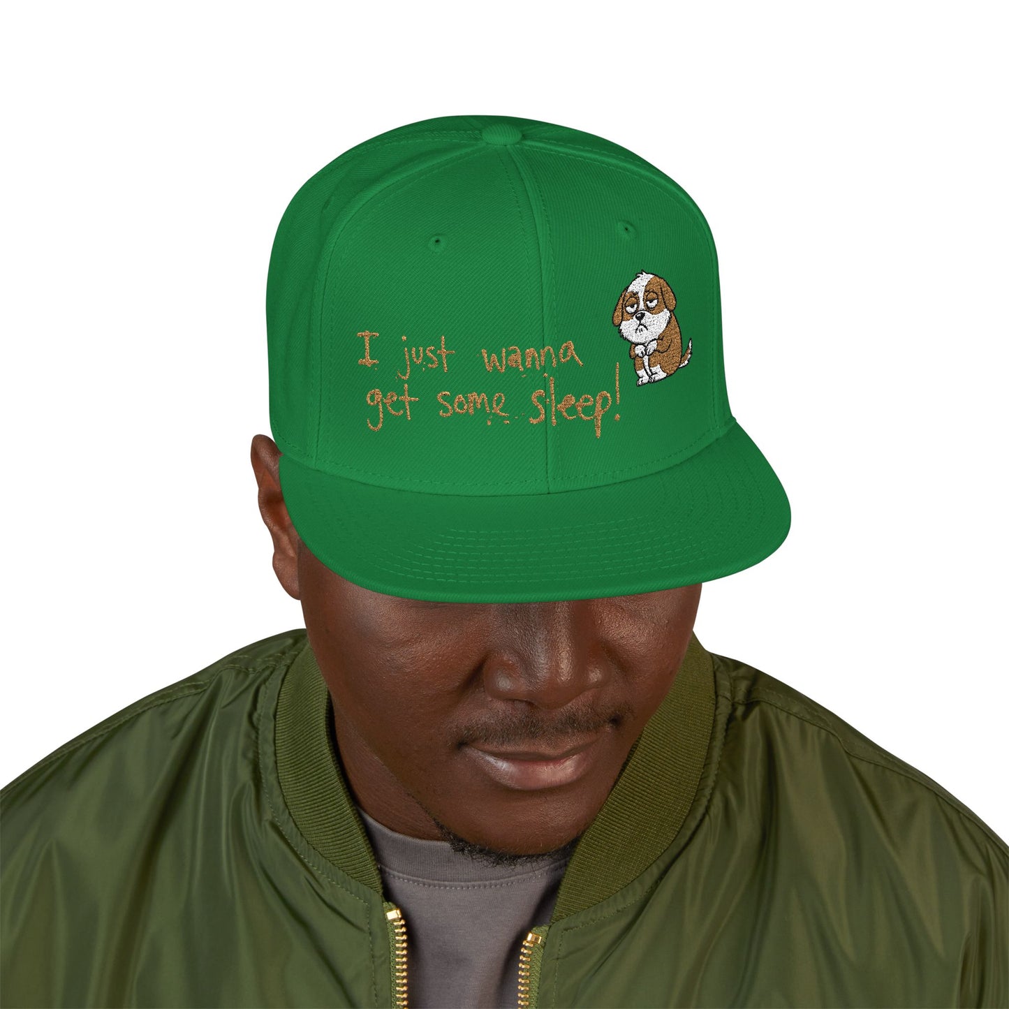 I just wanna get some sleep Embroidered Cute Puppy Snapback Hat