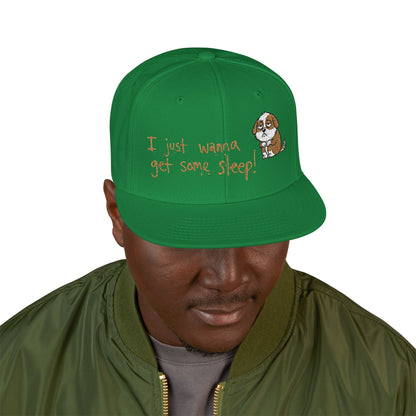 I just wanna get some sleep Embroidered Cute Puppy Snapback Hat