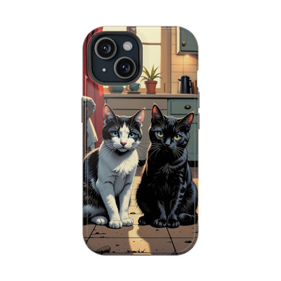 Cute Cats Magnetic Phone Case comic style 2, Cat Lover Gift, Impact-Resistant iPhone Case, Funny Pet Accessory, Unique Animal Design