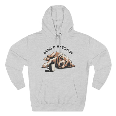 Where is my coffee? Cute Coffee-Loving Dog Fleece Pullover Hoodie style 1