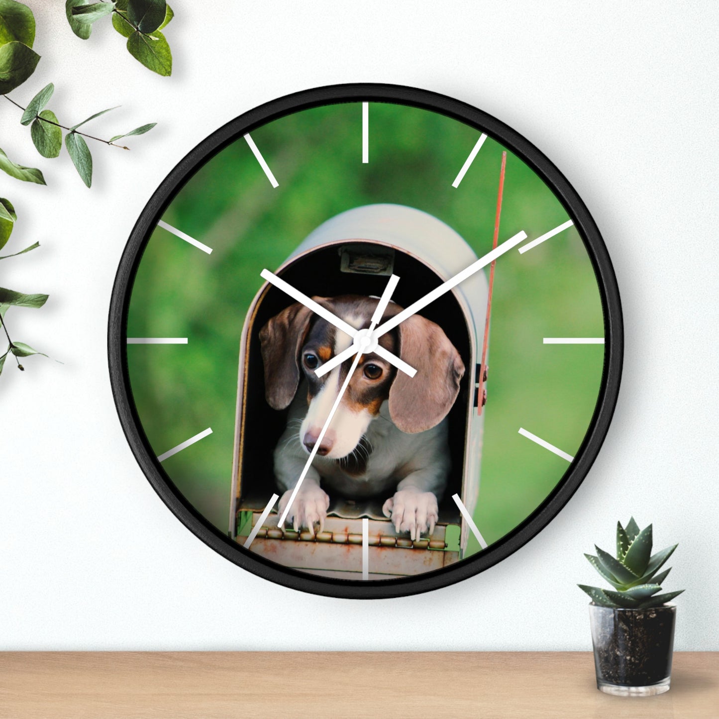 Dog in Post Box different colors Wall Clock