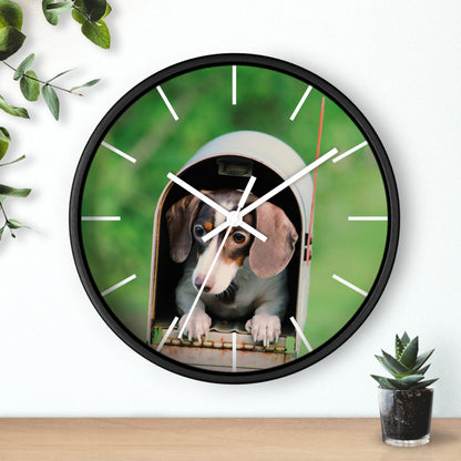 Dog in Post Box different colors Wall Clock