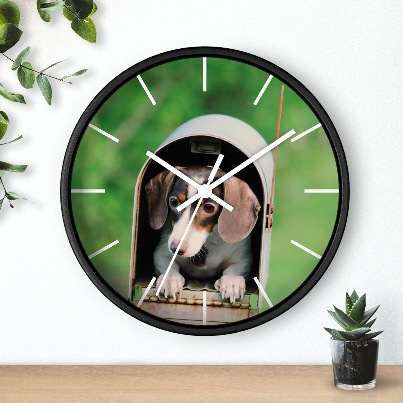 Dog in Post Box Wall Clock