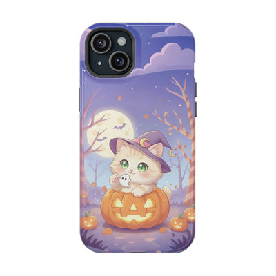 Halloween cute kitten anime style 1 Magnetic Phone Case, Cat Lover Gift, Impact-Resistant iPhone Case, Funny Pet Accessory, Unique Animal Design