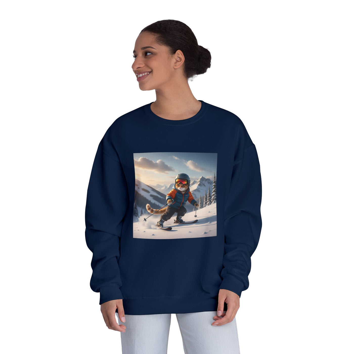 Skiing Cat Unisex NuBlend® Crewneck Sweatshirt