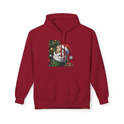 Kitten hiding in Christmas stocking Unisex Fleece Hoodie style 2