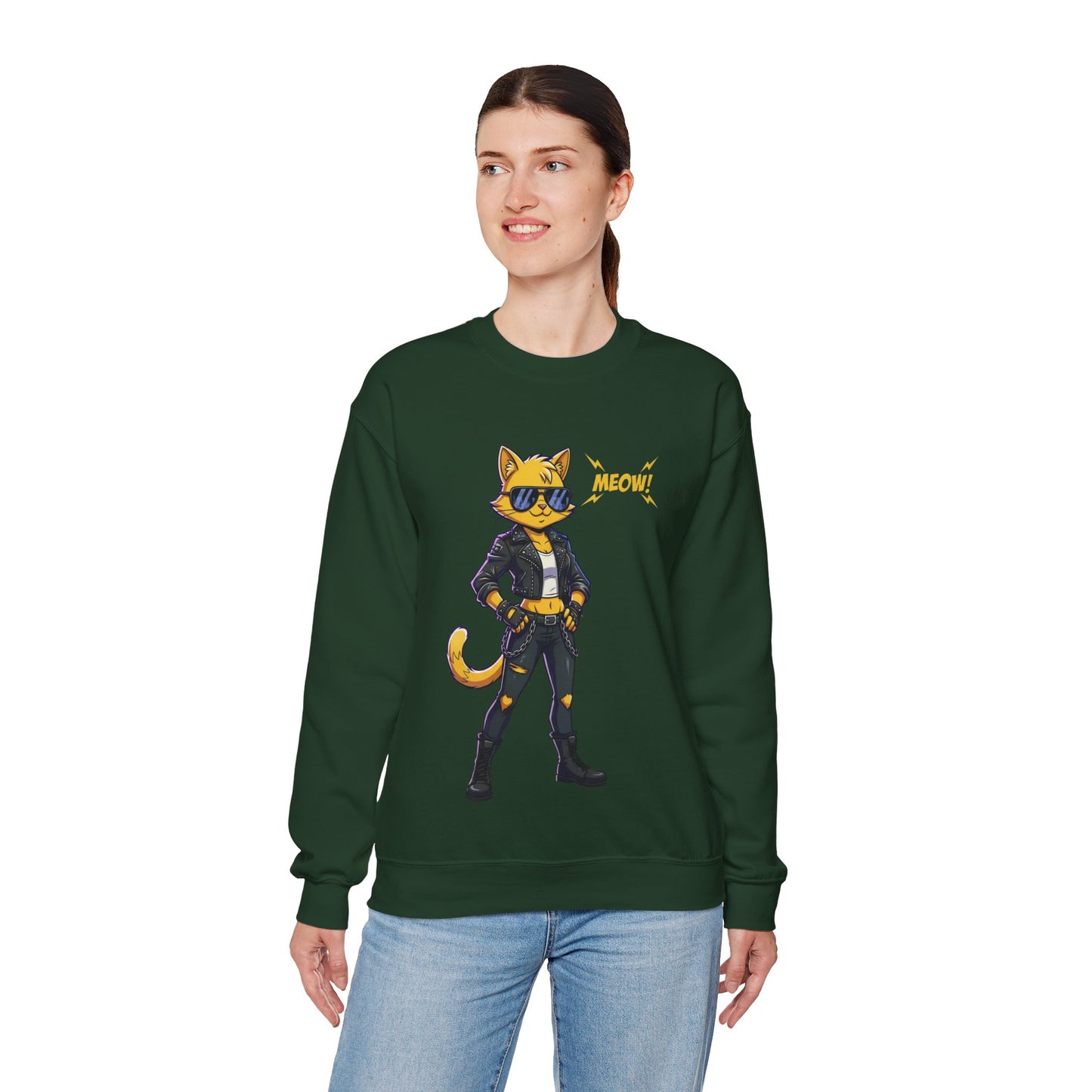 Cool Cat Unisex Heavy Blend Crewneck Sweatshirt style 4