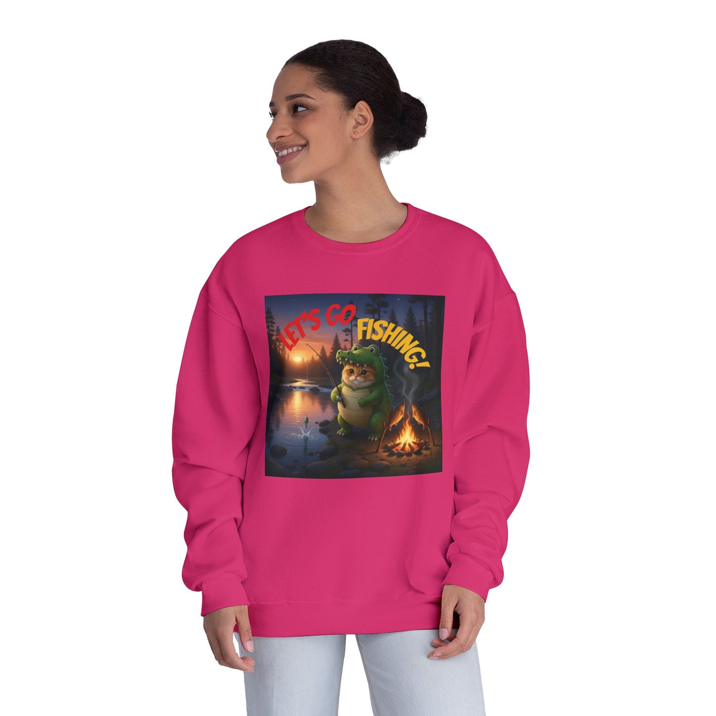 Crocodile Cat Fishing Unisex NuBlend Sweatshirt style 2