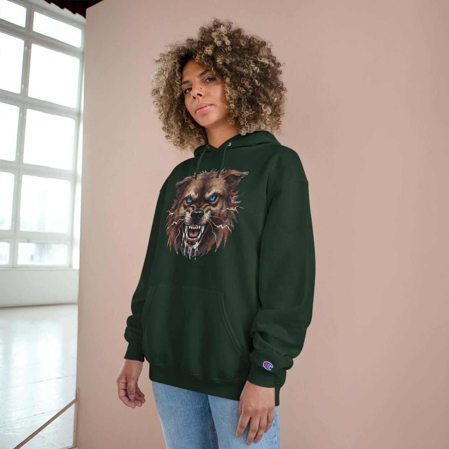 Angry Dog Men and Women Champion Hoodie style 3