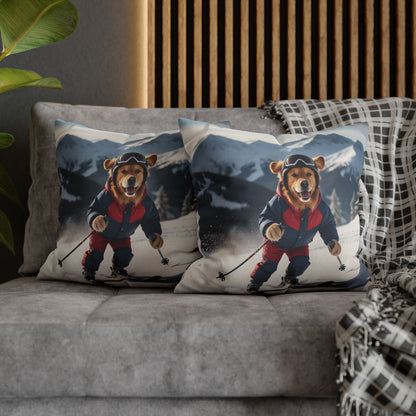 Skiing Dog Graphic Fun & Cozy Decorative Pillowcase