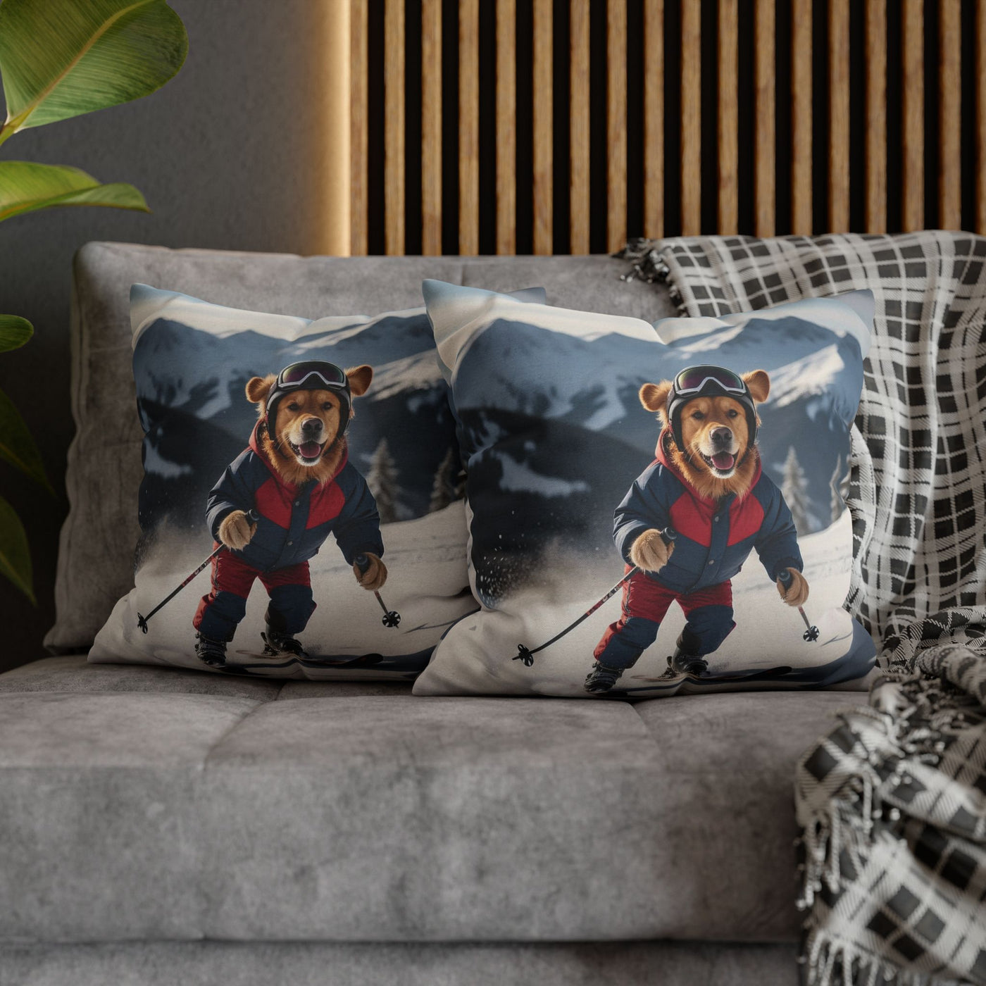 Skiing Dog Pillowcase - Fun & Cozy Decorative Pillowcase