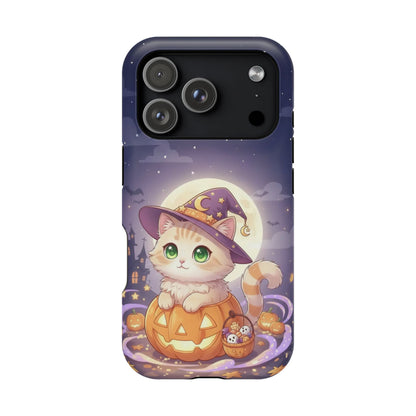 Halloween cute kitten anime style 4 Magnetic Phone Case, Cat Lover Gift, Impact-Resistant iPhone Case, Funny Pet Accessory, Unique Animal Design