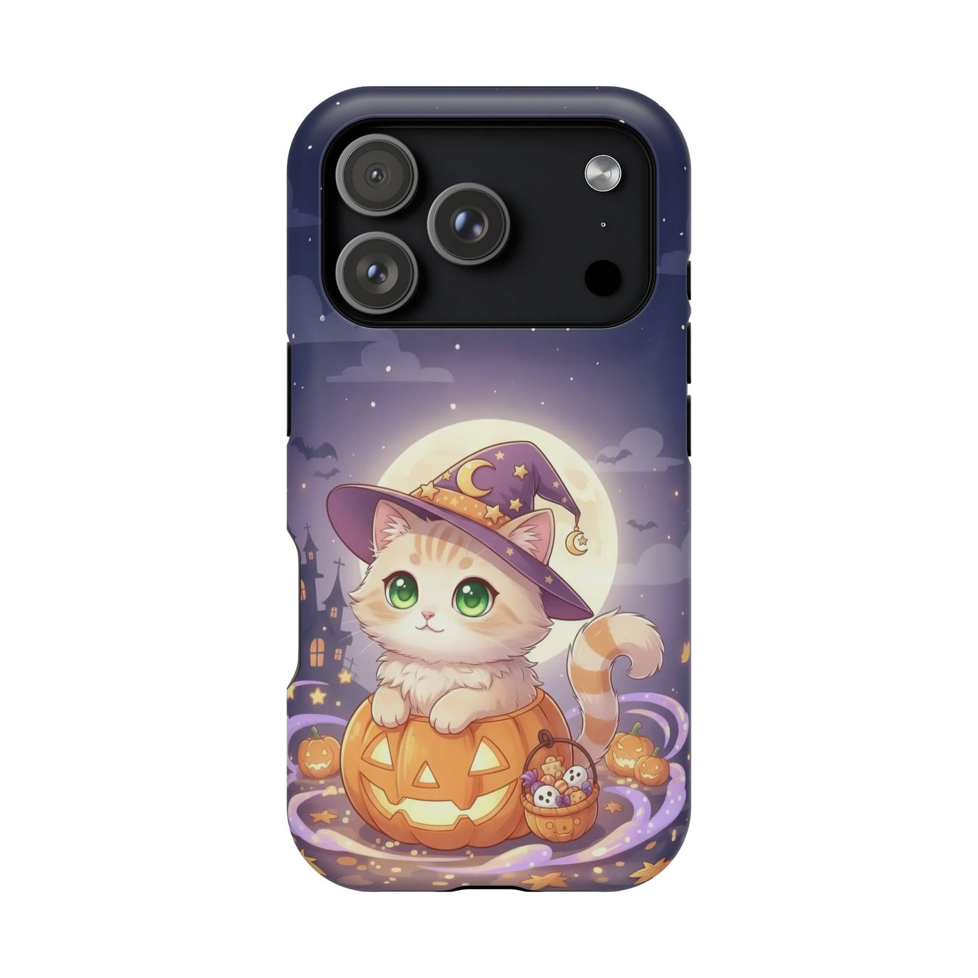 Halloween cute kitten anime style 4 Magnetic Phone Case, Cat Lover Gift, Impact-Resistant iPhone Case, Funny Pet Accessory, Unique Animal Design