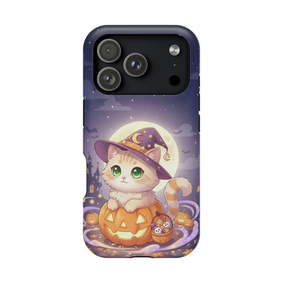Halloween cute kitten anime style 4 Magnetic Phone Case, Cat Lover Gift, Impact-Resistant iPhone Case, Funny Pet Accessory, Unique Animal Design