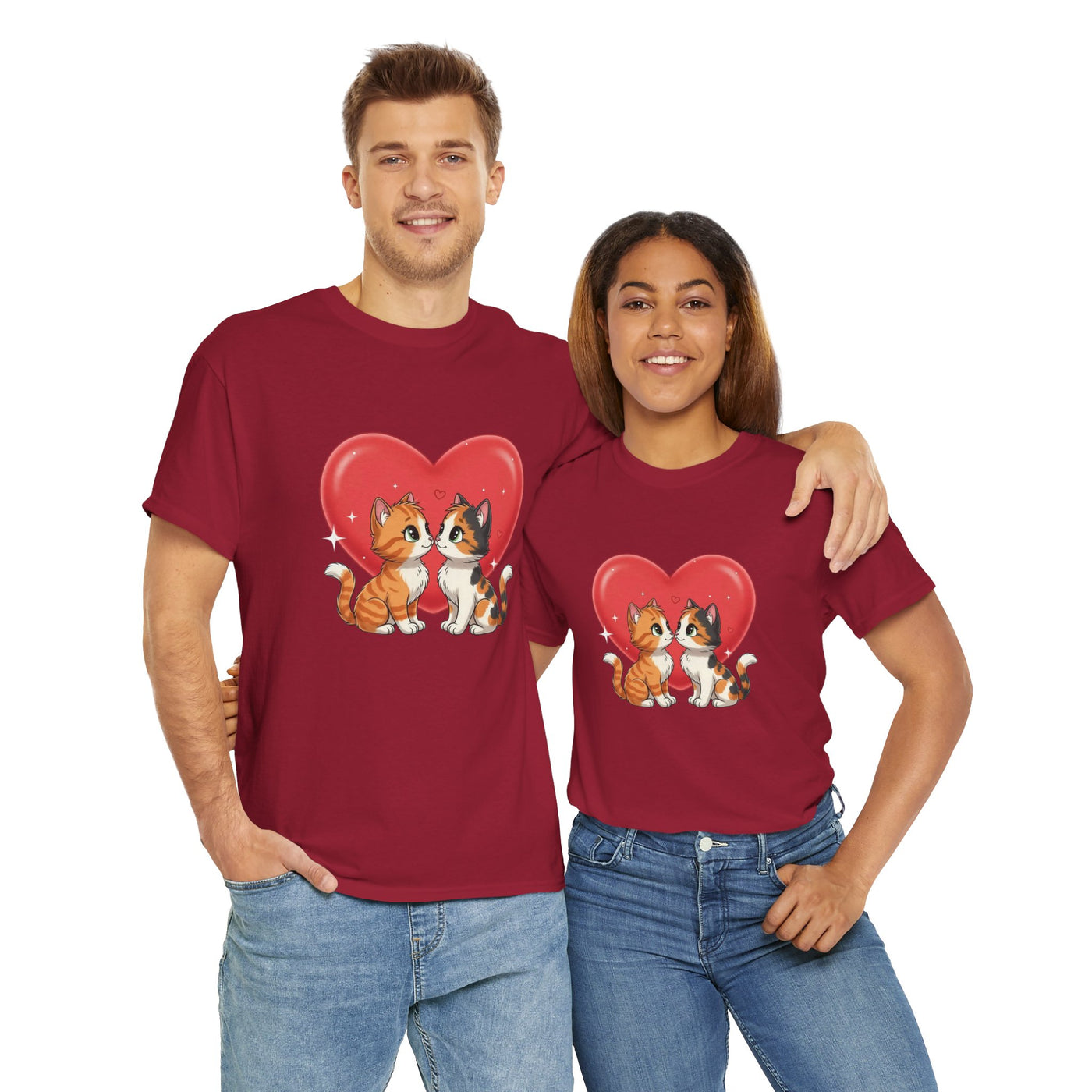 Cats in Love Unisex Tee - Cute Cat T-Shirt for Pet Lovers, Cat Owners, Sports Enthusiasts, Gifts for Animal Lovers, Casual Everyday Wear