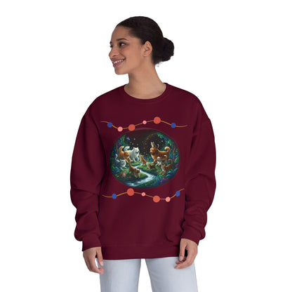 Cats & Dogs Happy Garden Unisex NuBlend Crewneck Sweatshirt style 1