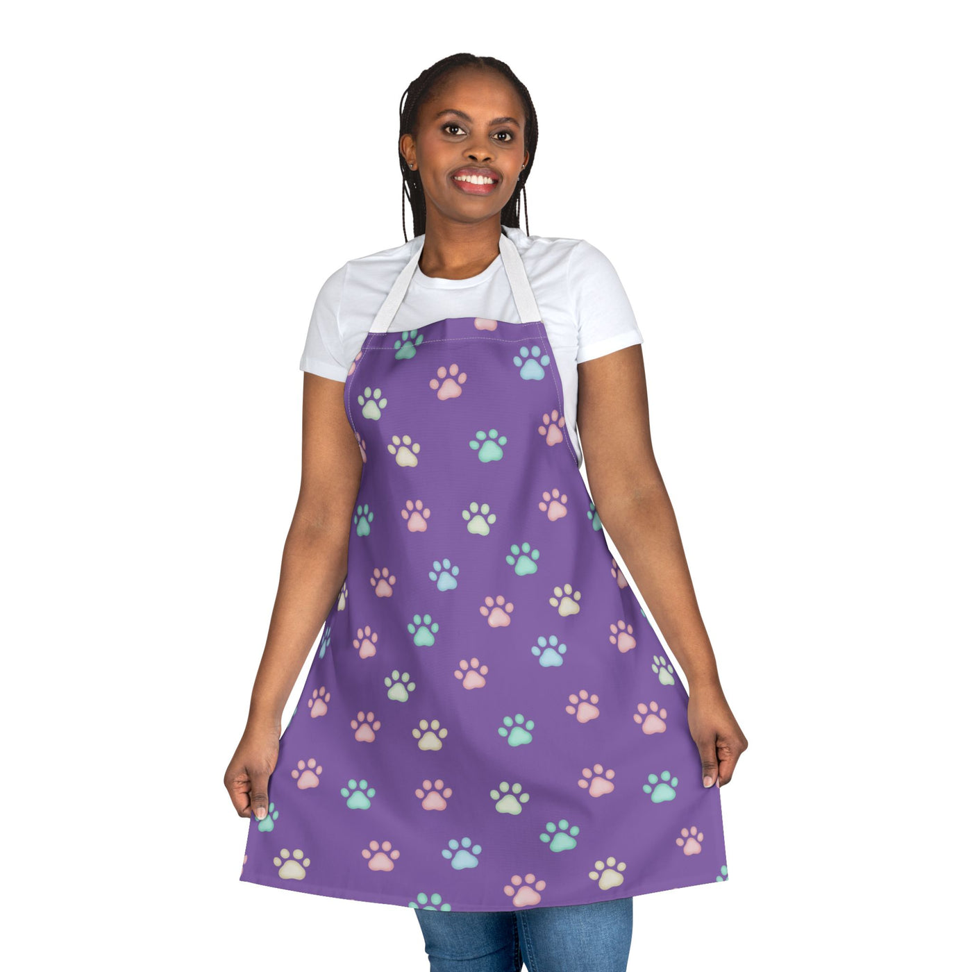 Cute Pet Lover's Apron with 5-Color Straps, Cat Paw Print Kitchen Apron, Gift for Animal Lovers, Cooking Accessory, Pet-Themed Gift
