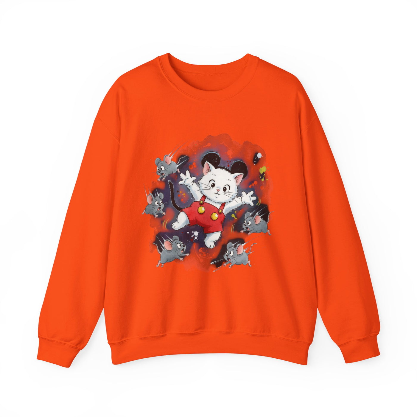 Watercolor painting style 2 Men & Women Cute Cat Pile Crewneck Sweatshirt