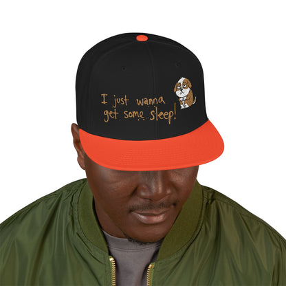 I just wanna get some sleep Embroidered Cute Puppy Snapback Hat