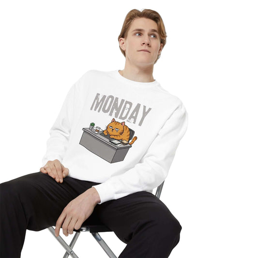 Monday Face Cat Stares Blankly Unisex Crewneck Sweatshirt style 6