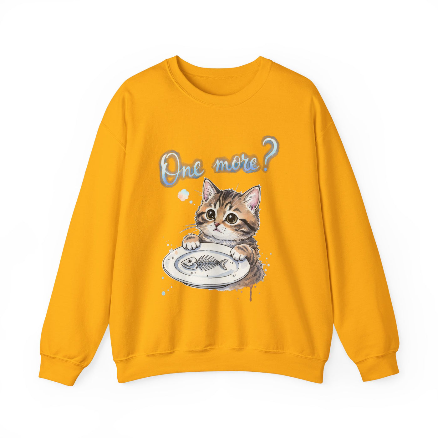 Watercolor painting style 3 Men & Women Cute Cat Pile Crewneck Sweatshirt