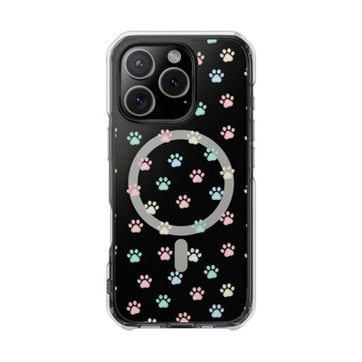 Cute Cat Paw Print Magnetic Clear Case for Pet Lovers
