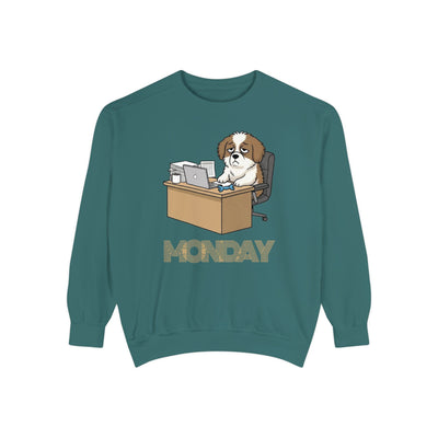 Monday Face Dog Stares Blankly Unisex Crewneck Sweatshirt style 3